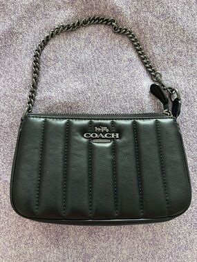 Coach Black Quilted Mini Shoulder Bag with Chain Strap